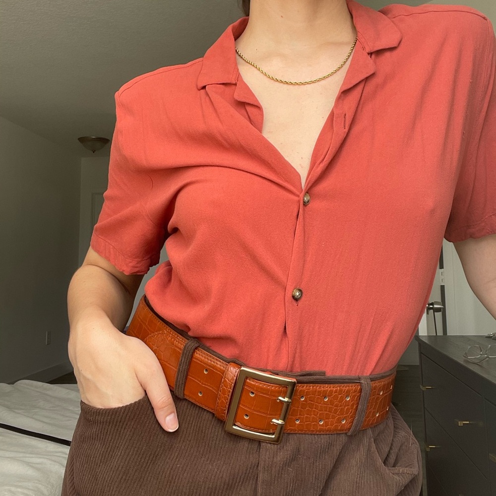 ASOS Rust Button-Up Short-Sleeved Shirt